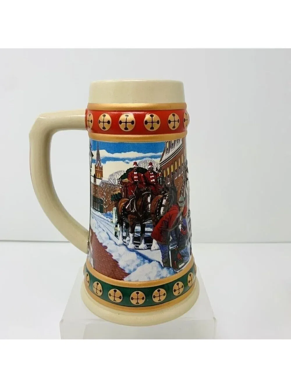 Budweiser Holiday Stein Collection Hometown Holiday Sleigh Bell Clydesdale Horse